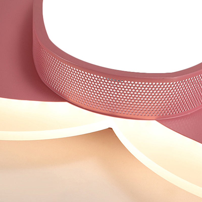 Adorable Pink Heart Led Ceiling Lamp For Girls Bedroom - Acrylic & Metal Construction