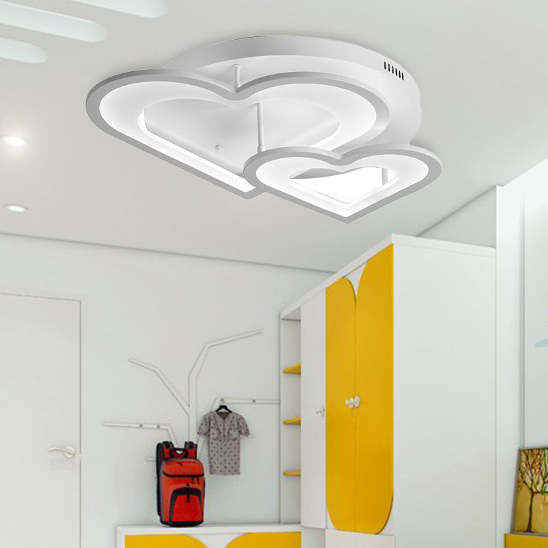 White Acrylic Loving Heart Led Ceiling Mount Light - Modern Dining Room & Hallway Lamp / 19.5’