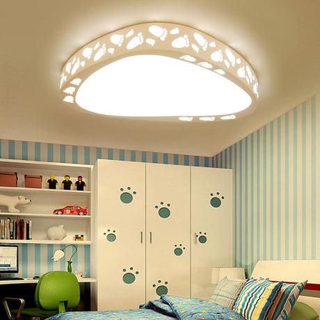 Modern Led Baby Room Ceiling Light - Hollow Triangle Metal Acrylic Fixture White / Warm