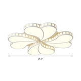 Child Bedroom Heart Flush Ceiling Light: Luxurious White Lamp With Crystal Accents