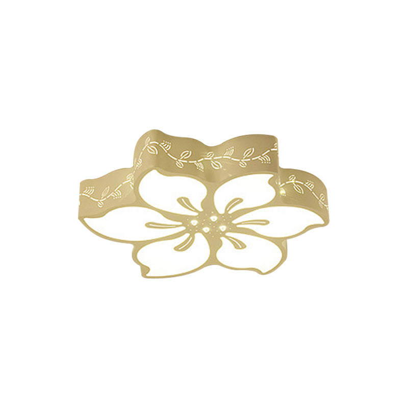 Modern Led Ceiling Light With Butterfly Metal Flush Mount For Girls Bedroom - White