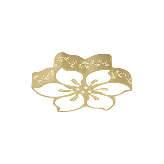 Modern Led Ceiling Light With Butterfly Metal Flush Mount For Girls Bedroom - White