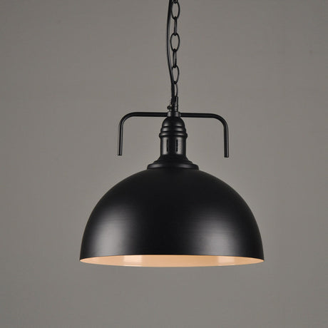 Rustic Metallic Porch Pendant Light With Black Suspension - 1 Bulb