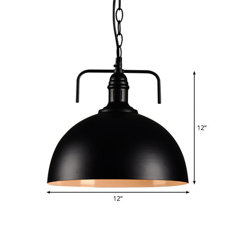 Rustic Metallic Porch Pendant Light With Black Suspension - 1 Bulb
