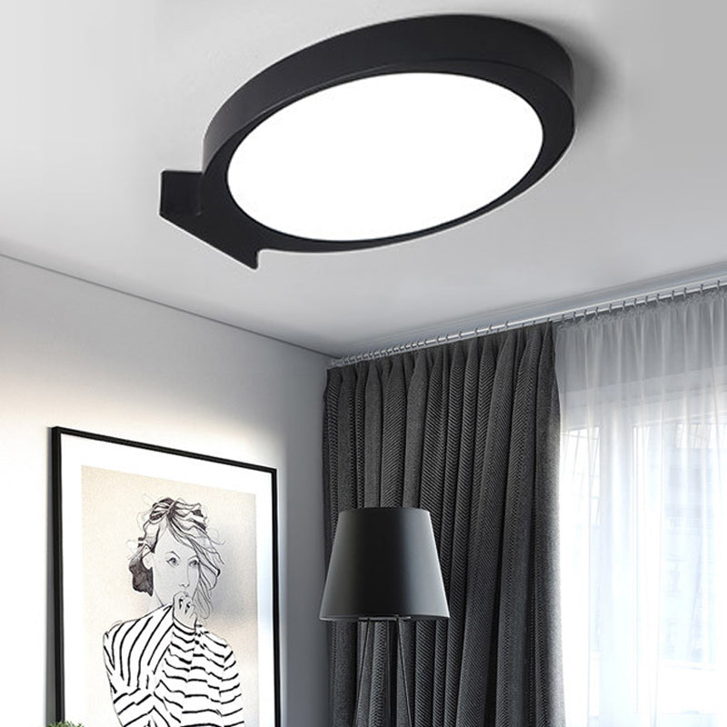 Creative Led Fish Flushmount Ceiling Lamp For Kindergarten Bathrooms - Acrylic Oval Design