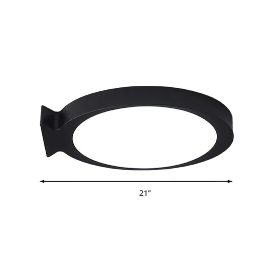 Creative Led Fish Flushmount Ceiling Lamp For Kindergarten Bathrooms - Acrylic Oval Design