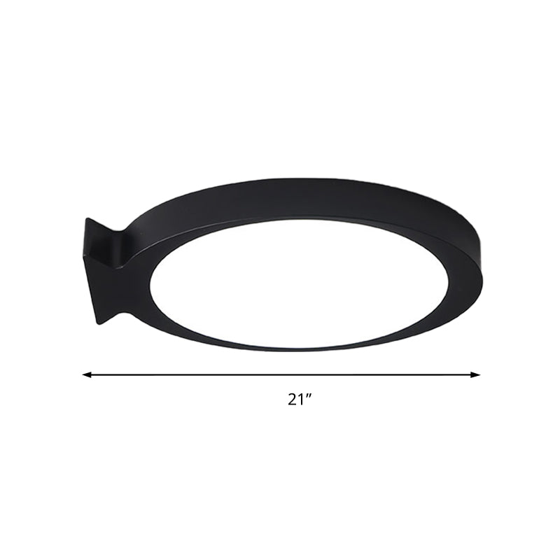 Creative Led Fish Flushmount Ceiling Lamp For Kindergarten Bathrooms - Acrylic Oval Design