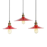 Red Loft Style Iron Saucer Shade Pendant Light Kit For Living Room 8.5/10/14W / 8.5