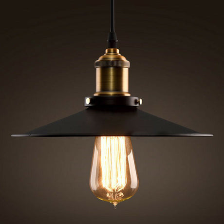 Factory Flying Saucer Ceiling Pendant 8.5/12 Wide Metal Hanging Lamp - Black Single-Bulb Design /