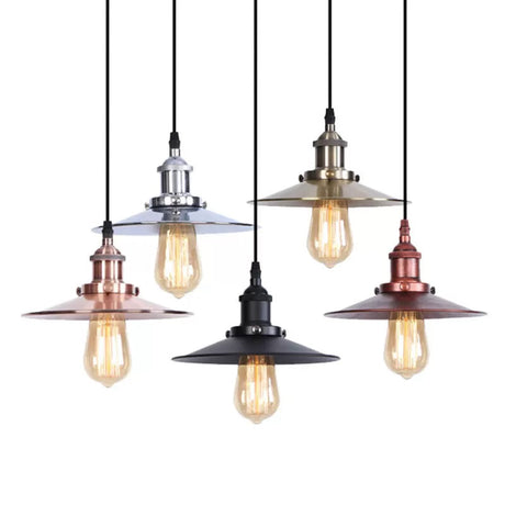 Flared Hanging Light Fixture - Iron Ceiling Lamp With 1 Head White/Chrome Finish