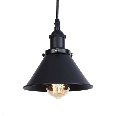 Industrial Cone Pendant Light In Black/Copper/Rust With Cord Grip - Single-Bulb Kitchen Bar Lighting