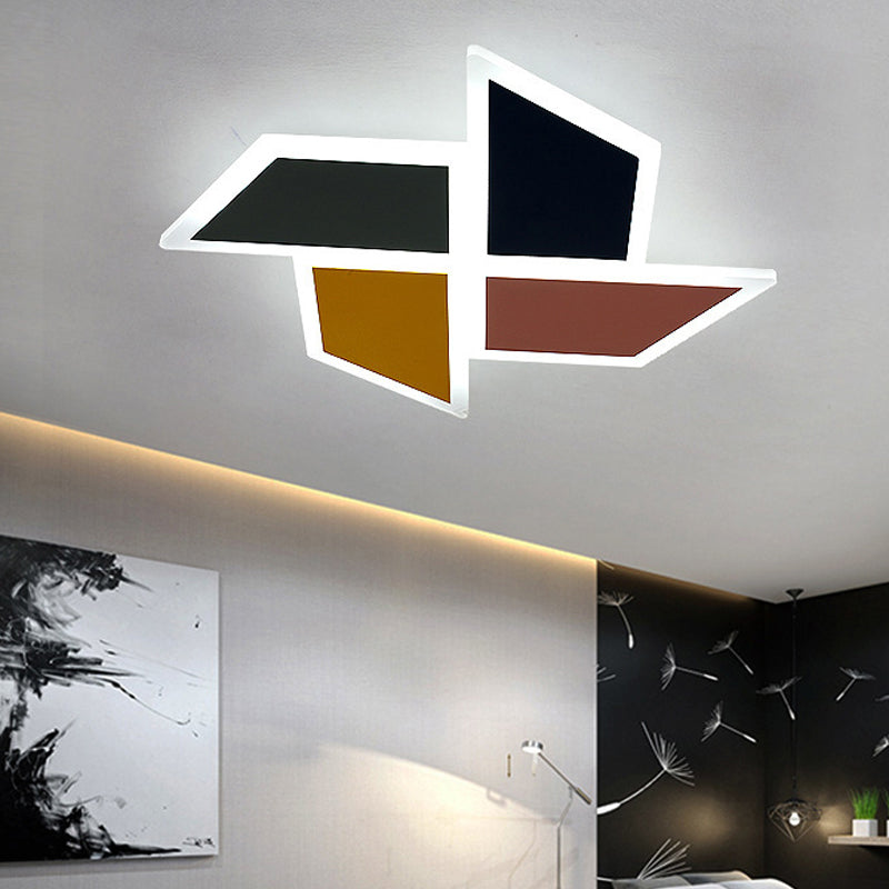 Cartoon Toy Windmill Led Ceiling Light - Acrylic Flush Mount Multicolor Ideal For Study Room Black