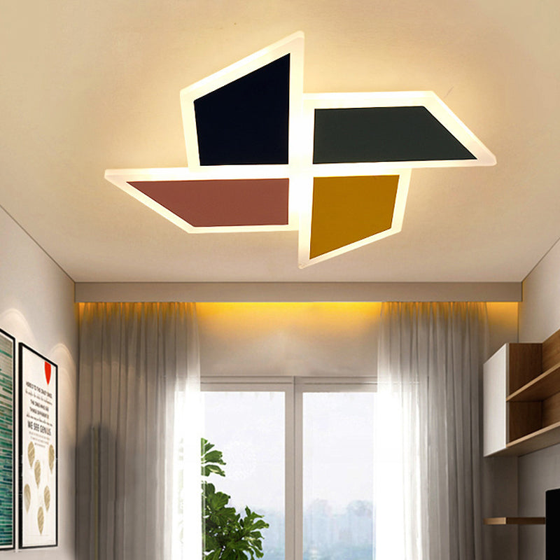 Cartoon Toy Windmill Led Ceiling Light - Acrylic Flush Mount Multicolor Ideal For Study Room Black
