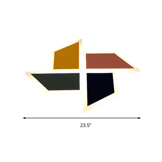 Cartoon Toy Windmill Led Ceiling Light - Acrylic Flush Mount Multicolor Ideal For Study Room