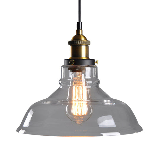 Farmhouse Pendant Lamp With Amber Glass Shade - Stylish Single-Bulb Ceiling Light For Dining Room