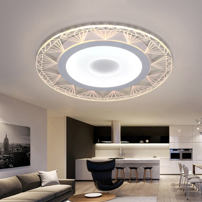 Led Round Ceiling Light With Diamond Wire - Modern Acrylic Lamp White Ideal For Kindergarten Beige /