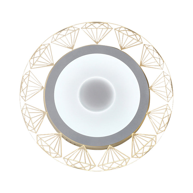 Led Round Ceiling Light With Diamond Wire - Modern Acrylic Lamp White Ideal For Kindergarten Beige /