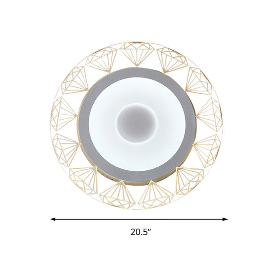 Led Round Ceiling Light With Diamond Wire - Modern Acrylic Lamp White Ideal For Kindergarten