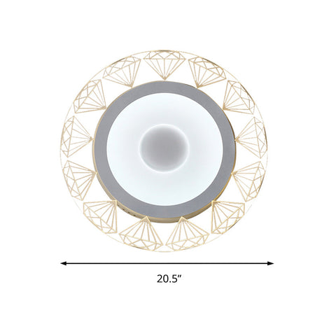 Led Round Ceiling Light With Diamond Wire - Modern Acrylic Lamp White Ideal For Kindergarten