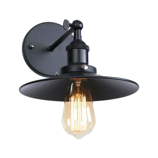 Vintage Adjustable Wall Lamp With Saucer Shade And Mesh Cage Design In Black / C