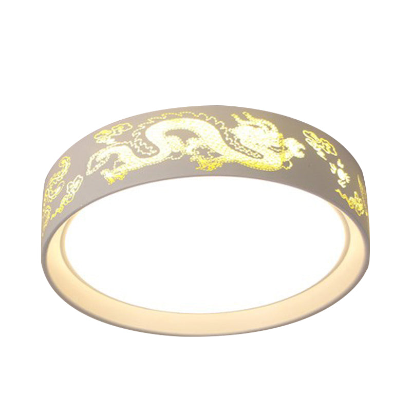 White Hammered Metal Flush Mount Ceiling Light Fixture For Children’s Bedroom