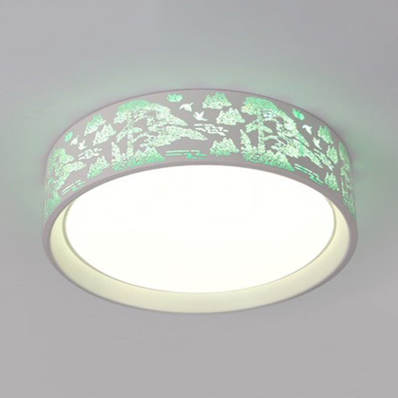 White Hammered Metal Flush Mount Ceiling Light Fixture For Children’s Bedroom