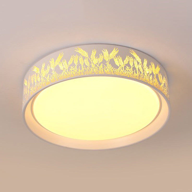 White Hammered Metal Flush Mount Ceiling Light Fixture For Children’s Bedroom
