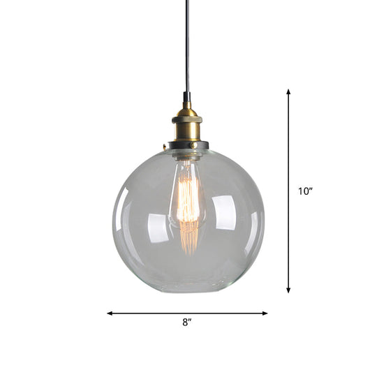 8’/10’ Dia Single Bulb Ceiling Pendant Warehouse Globe/Half-Globe Clear Glass Hanging Light