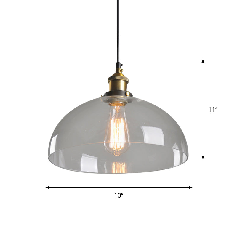 8’/10’ Dia Single Bulb Ceiling Pendant Warehouse Globe/Half-Globe Clear Glass Hanging Light