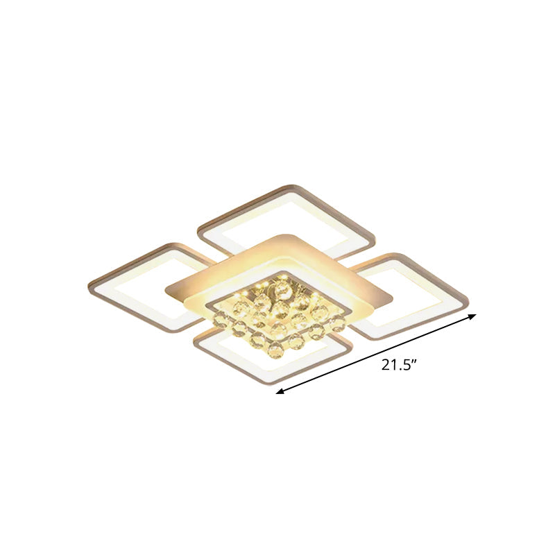 Simple White Acrylic Square Flushmount Light - 21.5’/25.5’ Width Led Flush Mount Lamp In