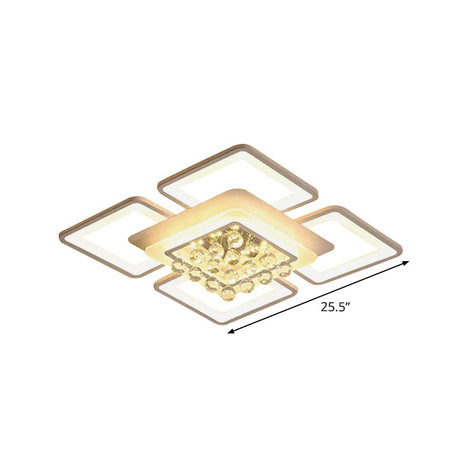 Simple White Acrylic Square Flushmount Light - 21.5/25.5 Width Led Flush Mount Lamp In Warm/White
