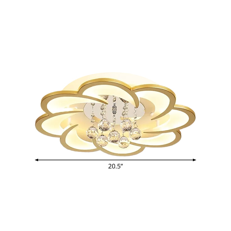 Modernist Petal Flush Ceiling Light In Gold With Led Warm/White - Available 20.5’/27’ Sizes