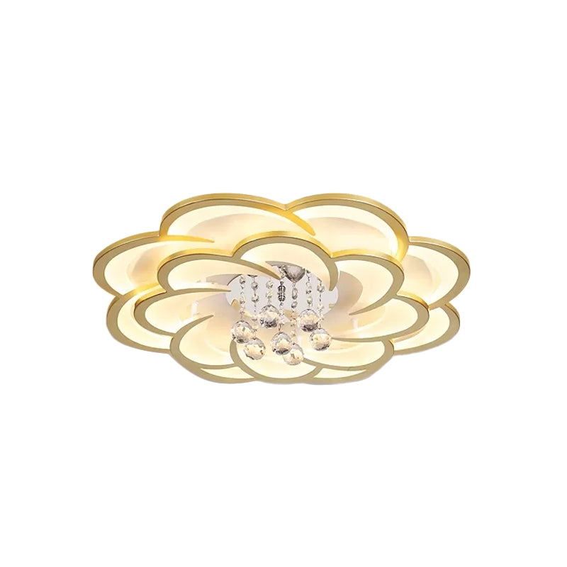 Modernist Petal Flush Ceiling Light In Gold With Led Warm/White - Available 20.5’/27’ Sizes