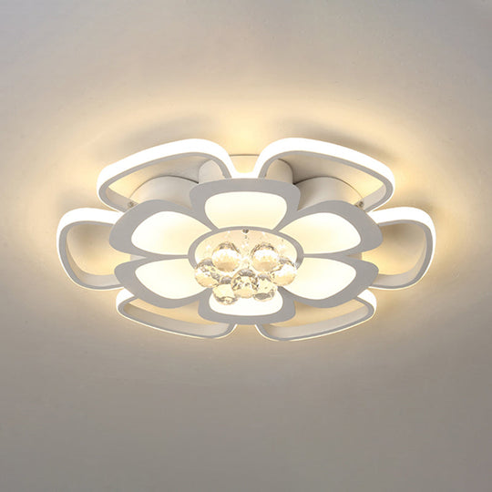 Modern Acrylic Petal Flush Mount Led Ceiling Light - 20.5’/27’ W Warm/White Round Design White