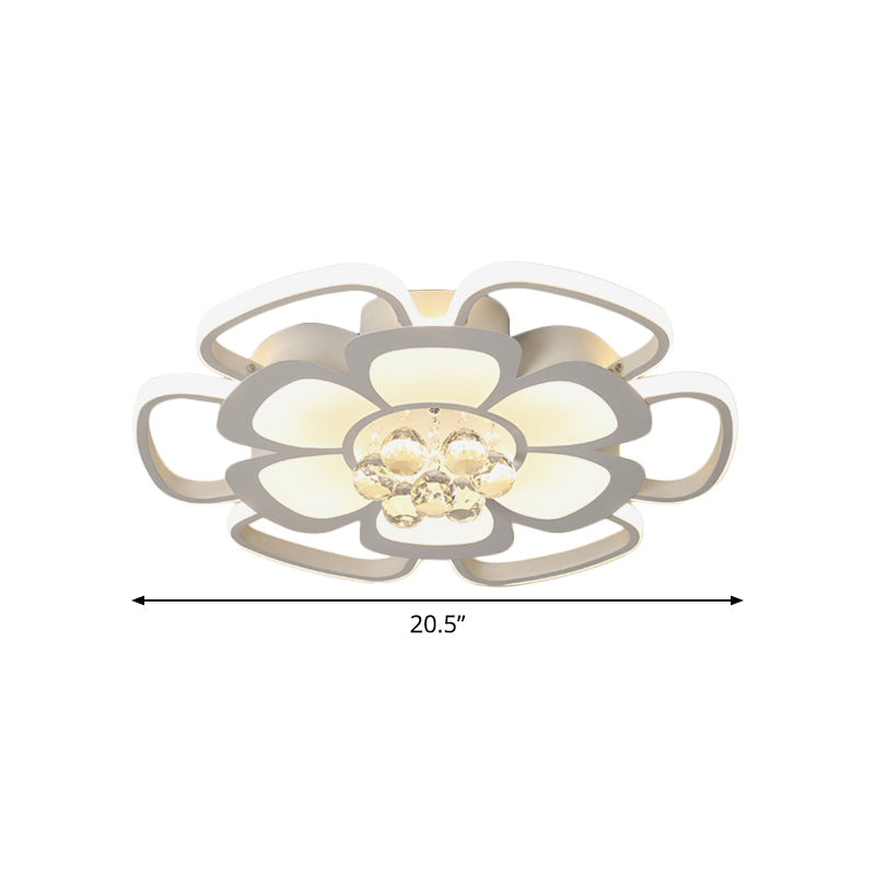 Modern Acrylic Petal Flush Mount Led Ceiling Light - 20.5’/27’ W Warm/White Round Design White