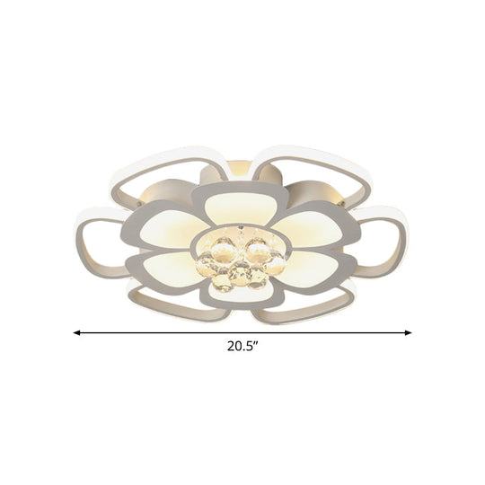 Modern Acrylic Petal Flush Mount Led Ceiling Light - 20.5’/27’ W Warm/White Round Design White