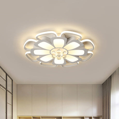 Modern Acrylic Petal Flush Mount Led Ceiling Light - 20.5’/27’ W Warm/White Round Design White