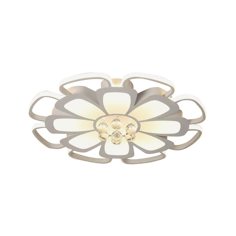 Modern Acrylic Petal Flush Mount Led Ceiling Light - 20.5’/27’ W Warm/White Round Design White