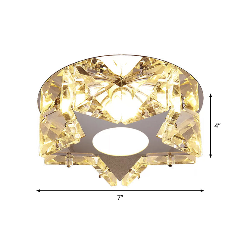 Simplicity Crystal Block Stainless - Steel Circle/Star Led Flush Mount Ceiling Light For Corridor