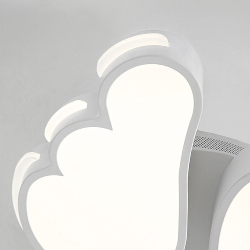 Art Deco Acrylic Flush Mount Ceiling Light - White Angel Design For Kid’s Bedroom