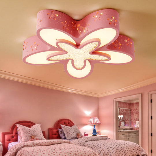 Starfish Shaped Kindergarten Ceiling Light - Acrylic Flush Mount Cartoon Fixture Pink / White