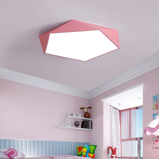 Sleek Acrylic Pentagon Led Flush Mount Ceiling Light With Nordic Design For Bathrooms Pink / 12