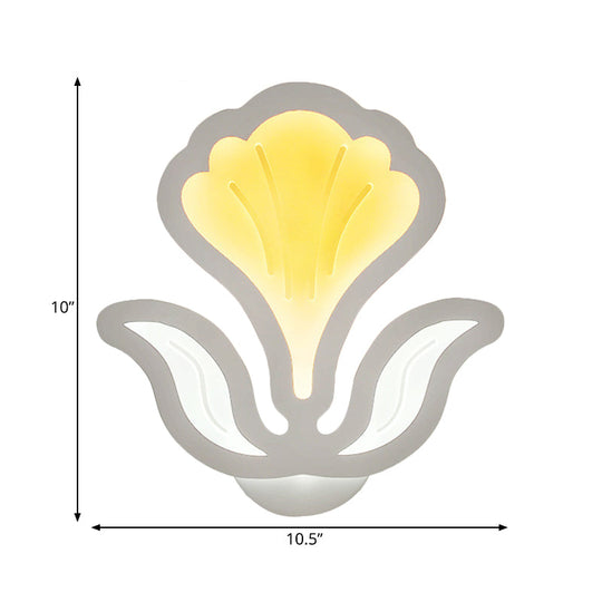 Modern White Led Wall Sconce: Floral Acrylic Light For Childs Bedroom