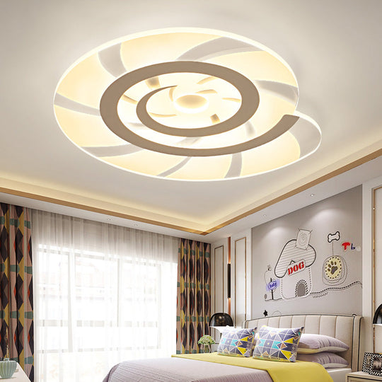 White Acrylic Snail Shell Led Ceiling Light - Perfect For Kids Bedroom! / 16 Warm