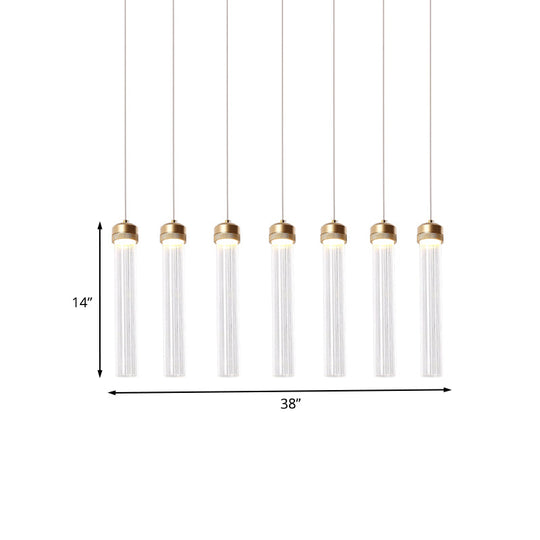 Ribbed Glass Pendant Light With Crystal Accent And Gold Finish