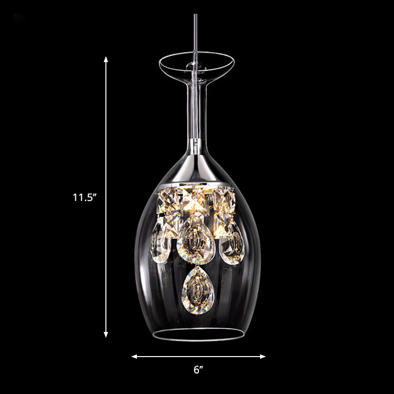 Dome Glass Pendant Light With Crystal Accents - Clear Shade | Ceiling