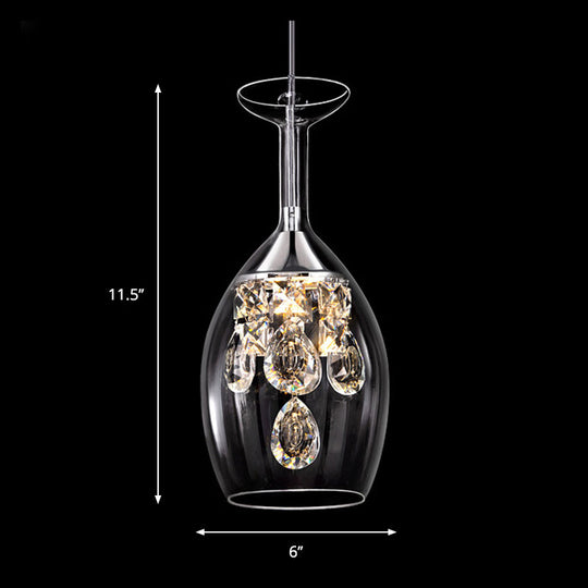 Dome Glass Pendant Light With Crystal Accents - Clear Shade | Ceiling