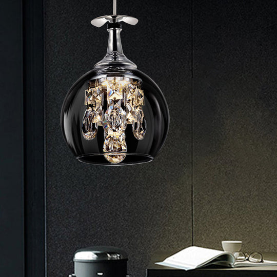 Dome Glass Pendant Light With Crystal Accents - Clear Shade | Ceiling