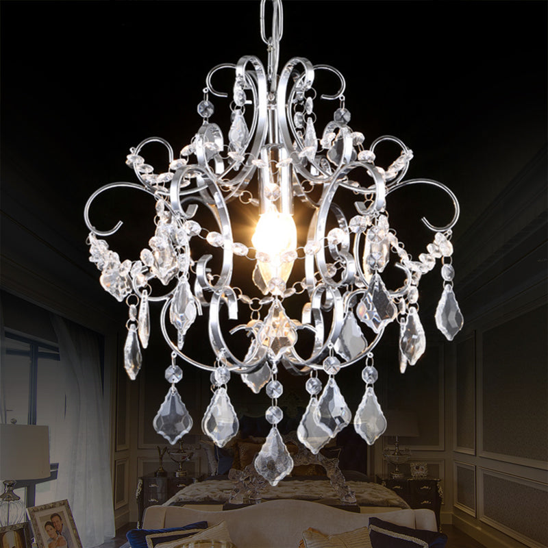 Polished Chrome Crystal Chandelier With Curved Arms Clear