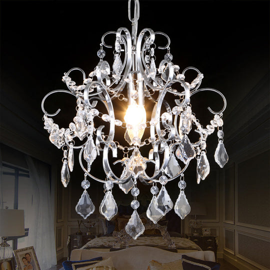 Polished Chrome Crystal Chandelier With Curved Arms Clear